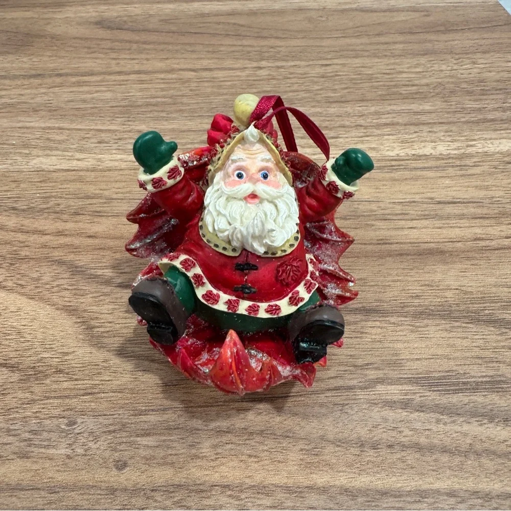 Christopher Radko Woodland Winds Santa Rides Leaf Christmas Ornament Vintage